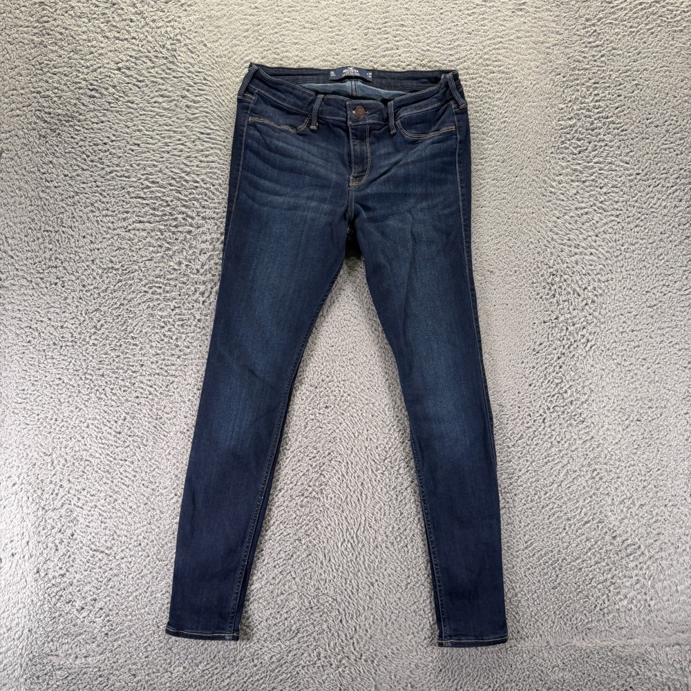 Hollister Jeans Women 11 Blue Cotton Denim Jegging Workwear Whiskered Stretch